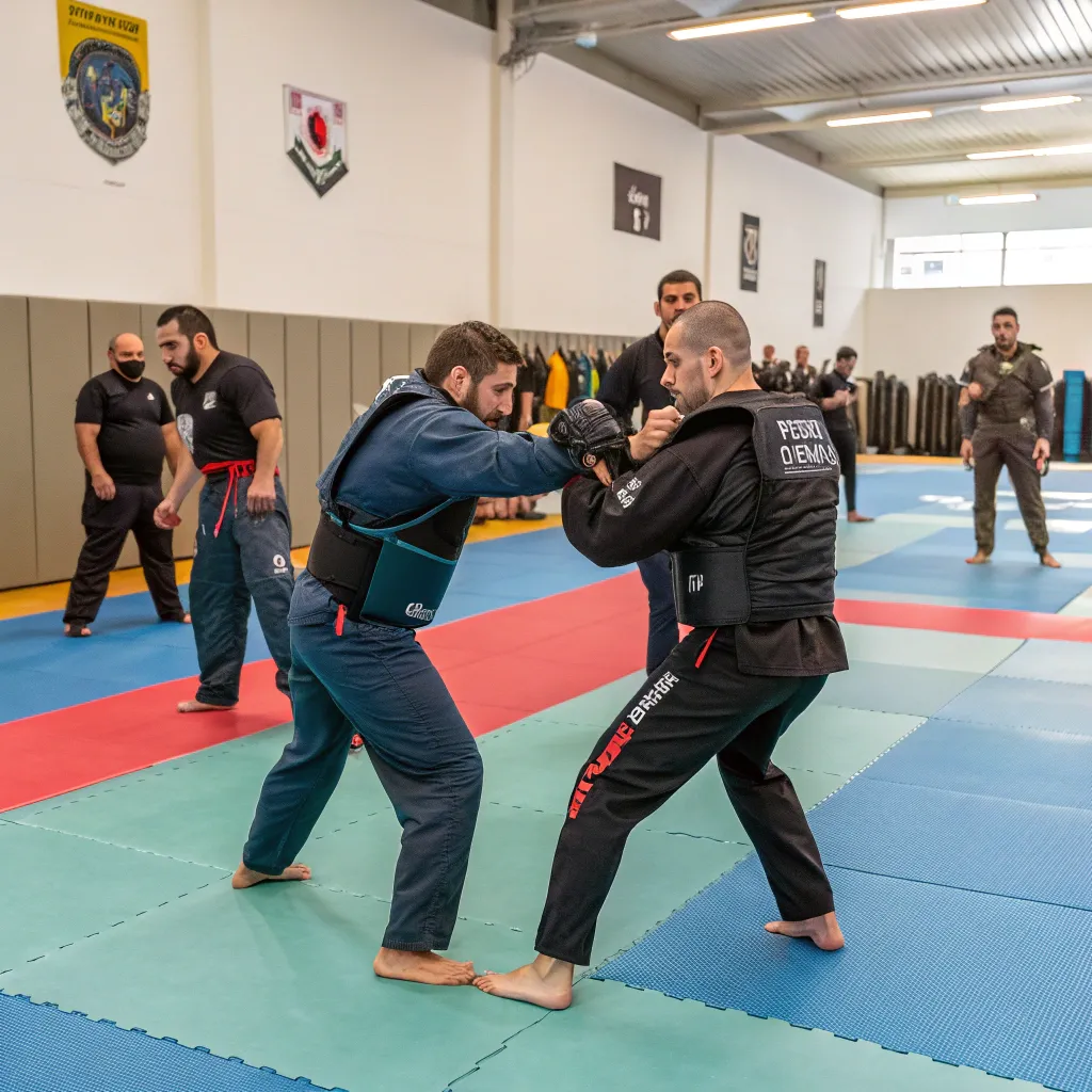 Participants engaged in a self-defense training session at VERORIXA